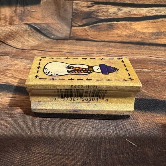 Snowman Rubber Stamp Wooden Mounted Crafts Scrapbooking Greeting Cards Christmas - Picture 5 of 9